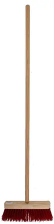 BEZEM – ROOD – HARDE HAREN – HOUTEN STEEL – 120 CENTIMETER
