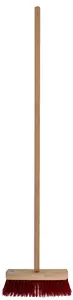BEZEM – ROOD – HARDE HAREN – HOUTEN STEEL – 120 CENTIMETER