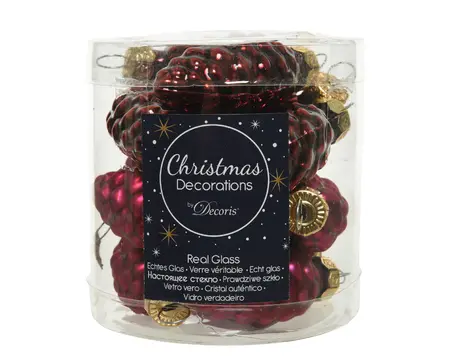 DENNENAPPEL GLAS SHINY MATT MIX D2.5H.6CM OSSENBLOED - afbeelding 3