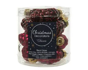 DENNENAPPEL GLAS SHINY MATT MIX D2.5H.6CM OSSENBLOED