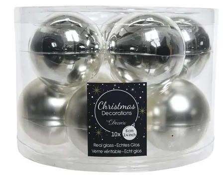 KERSTBALLEN GL/MAT MIX ZILVER D.6CM - afbeelding 3