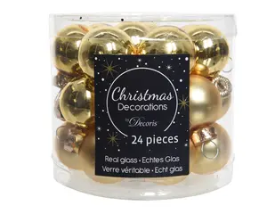 KERSTBALLEN GLAS SHINY MATT MIX D2.5CM L.GOUD - afbeelding 3