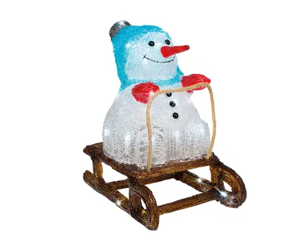 LED SNEEUWPOP ACRYL SKIING/SLEDDING/STEADY BO L.21.5W.29.5H.32CM ASS./KOEL WIT - afbeelding 4