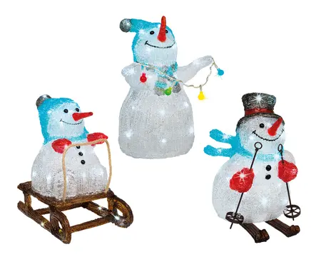 LED SNEEUWPOP ACRYL SKIING/SLEDDING/STEADY BO L.21.5W.29.5H.32CM ASS./KOEL WIT - afbeelding 5