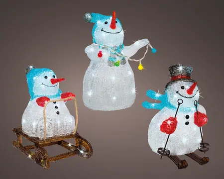 LED SNEEUWPOP ACRYL SKIING/SLEDDING/STEADY BO L.21.5W.29.5H.32CM ASS./KOEL WIT - afbeelding 7